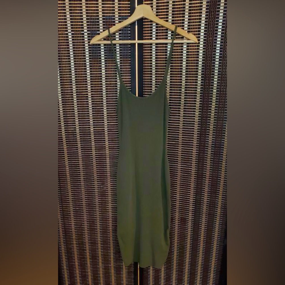Dark green tight fitting dress (lightly used) spaghetti straps